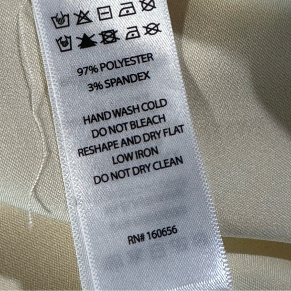 Faux Wrap Sleeveless V-Neck Hi-Lo Hem Pale Yellow Cream  M… - Picture 5 of 6